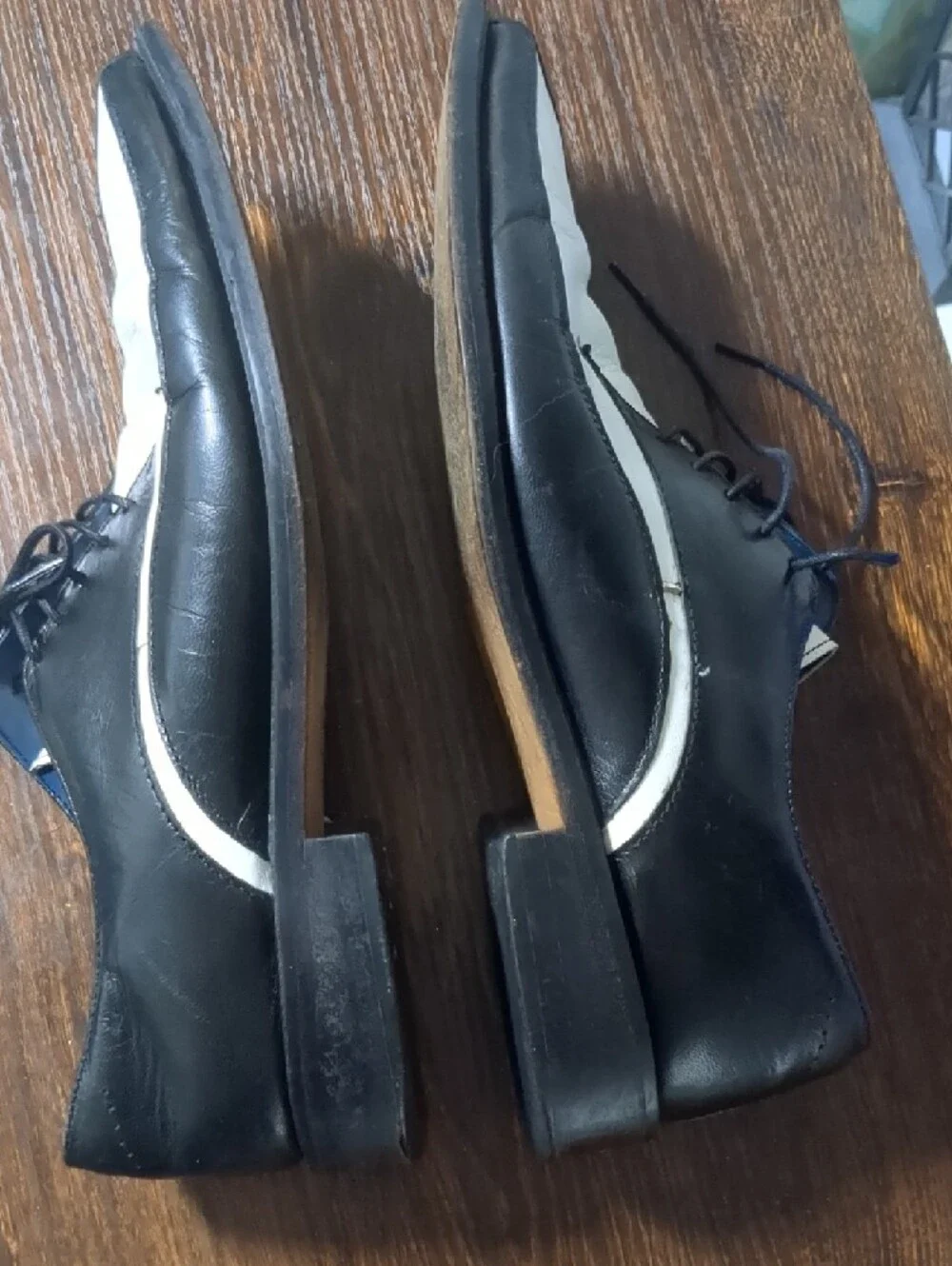 Stacy Adams Men's 9 M Black White Two Tone Leather Spectator Oxford Shoes 21340